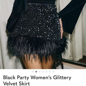 Black Party Women's Glittery Velvet Skirt